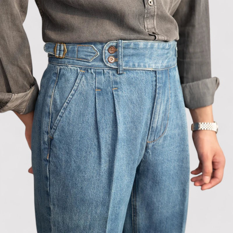 Pantaloni in Denim Eleganti Old Money Stile Italiano