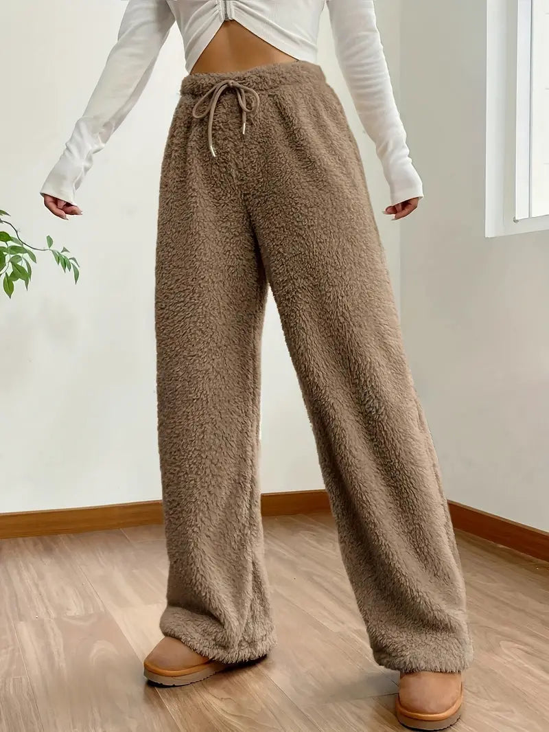 Pantaloni Larghi Casual in Khaki con Cintura Regolabile per Donne - Stile Autunnale Stile Italiano