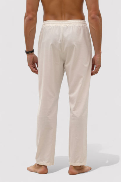 Pantaloni Uomo Vintage in Cotone e Lino con Coulisse - Eleganza e Comfort Stile Italiano