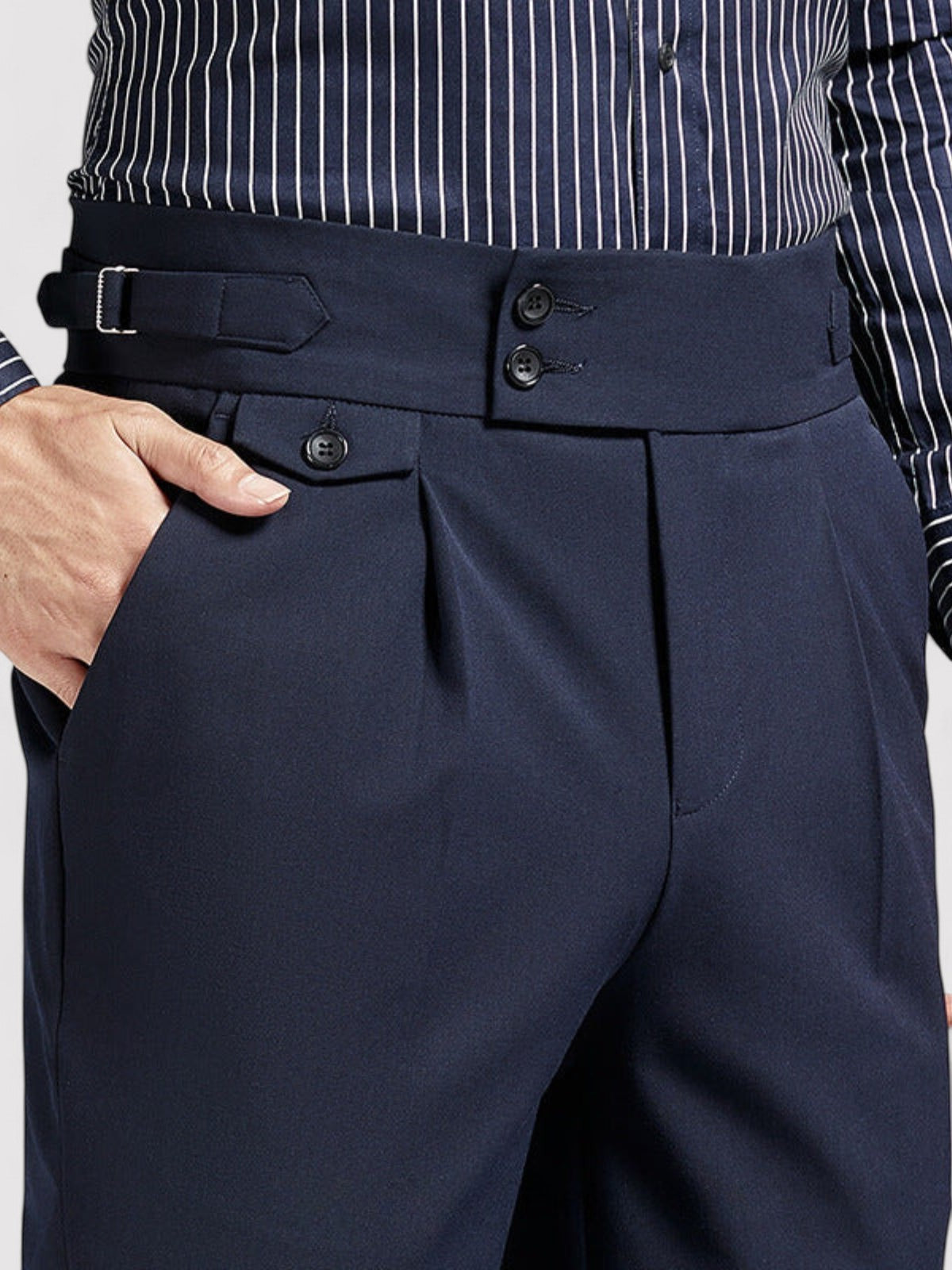 Pantaloni Eleganti da Uomo a Vita Alta di Napoli, Senza Pieghe e Confortevoli Stile Italiano