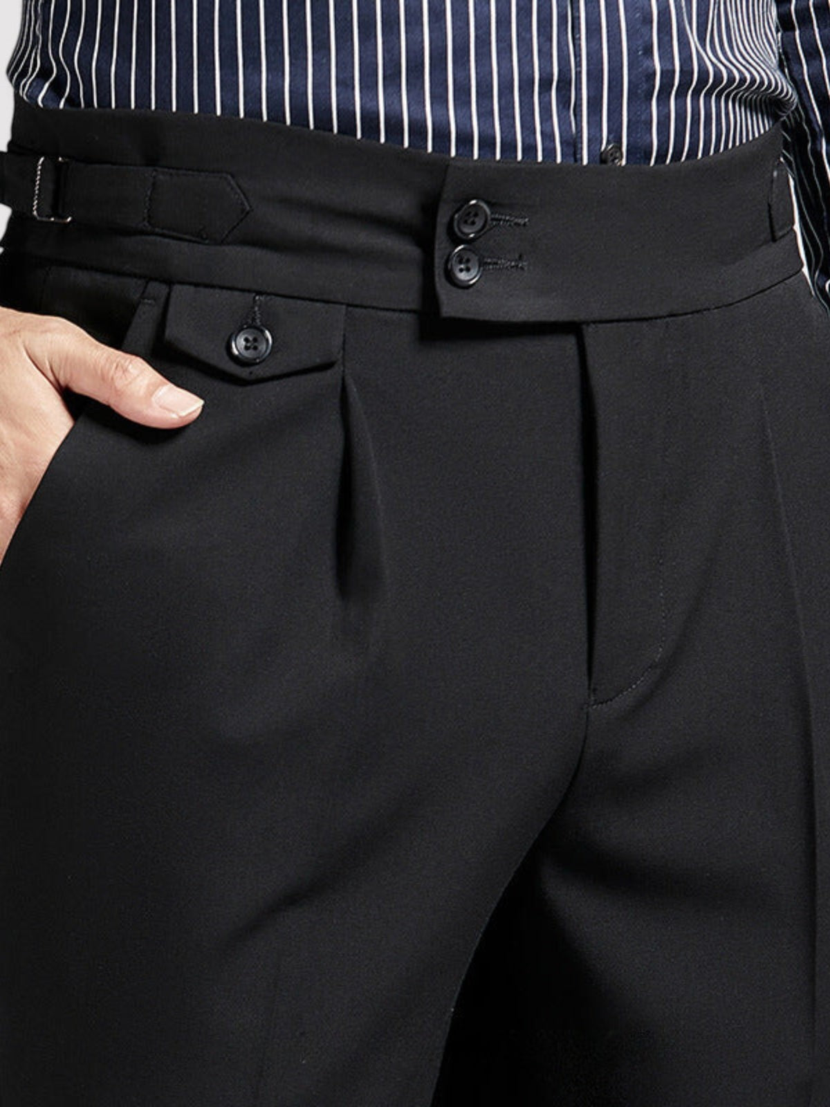 Pantaloni Eleganti da Uomo a Vita Alta di Napoli, Senza Pieghe e Confortevoli Stile Italiano