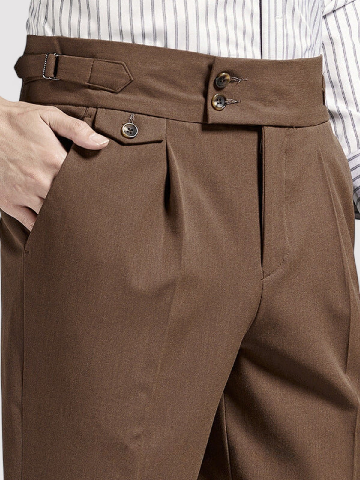 Pantaloni Eleganti da Uomo a Vita Alta di Napoli, Senza Pieghe e Confortevoli Stile Italiano