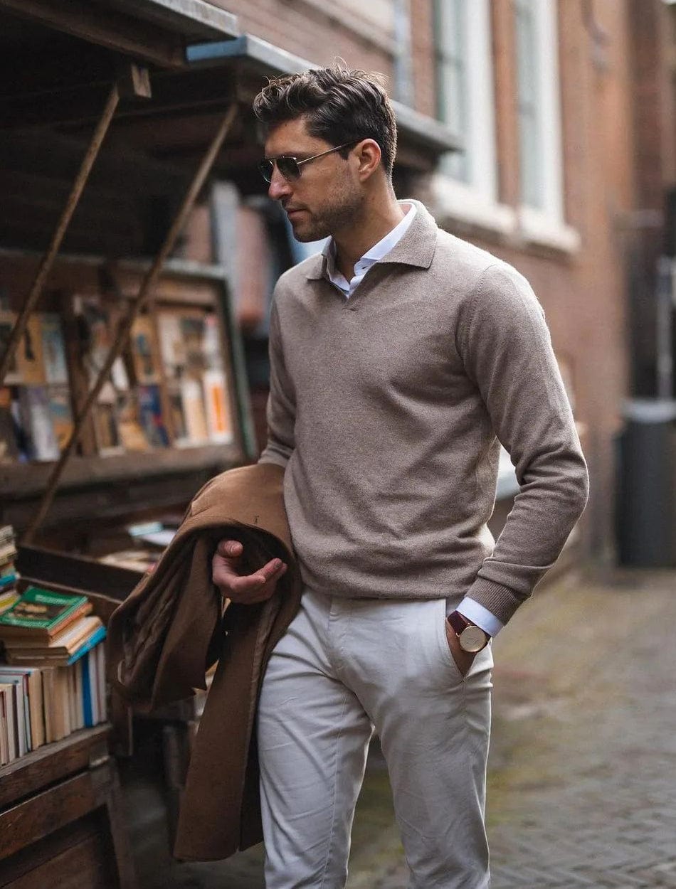 Polo Elegante a Maniche Lunghe per Uomo - Stile Classico Old Money Stile Italiano