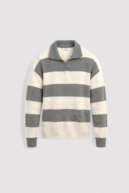 Pullover a Polo Striato per Uomo Stile Old Money - Eleganza Sottile e Comfort Moderno Stile Italiano
