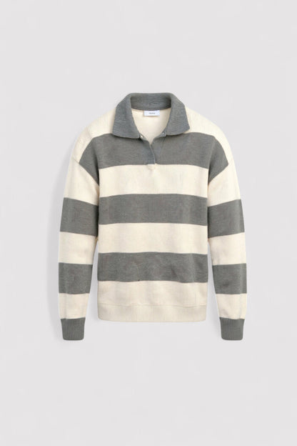 Pullover a Polo Striato per Uomo Stile Old Money - Eleganza Sottile e Comfort Moderno Stile Italiano