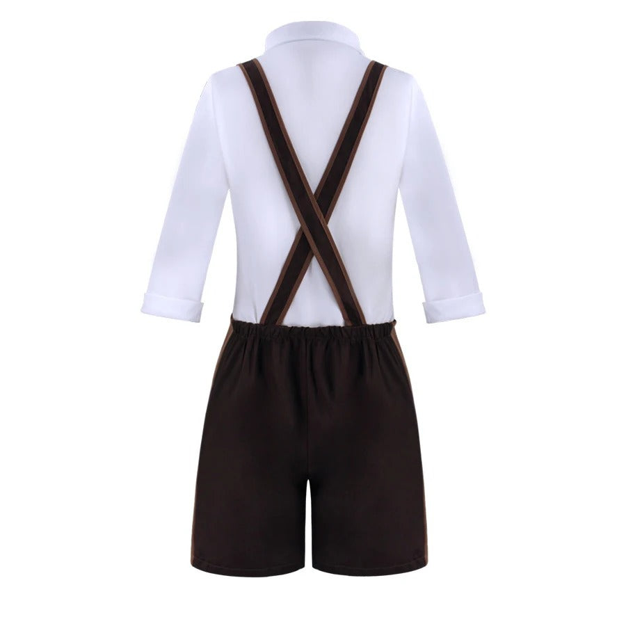 Costume Tradizionale da Uomo in Pelle Marrone per l'Autunno - Lederhosen Elegante per Oktoberfest Stile Italiano