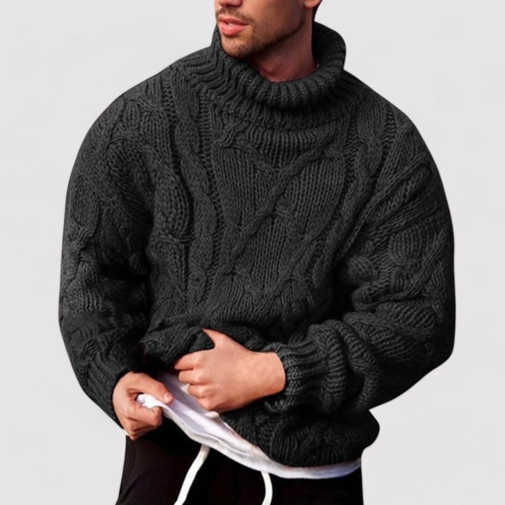 Maglione Collo Alto Intrecciato Invernale per Uomo - Eleganza e Comfort senza Tempo Stile Italiano