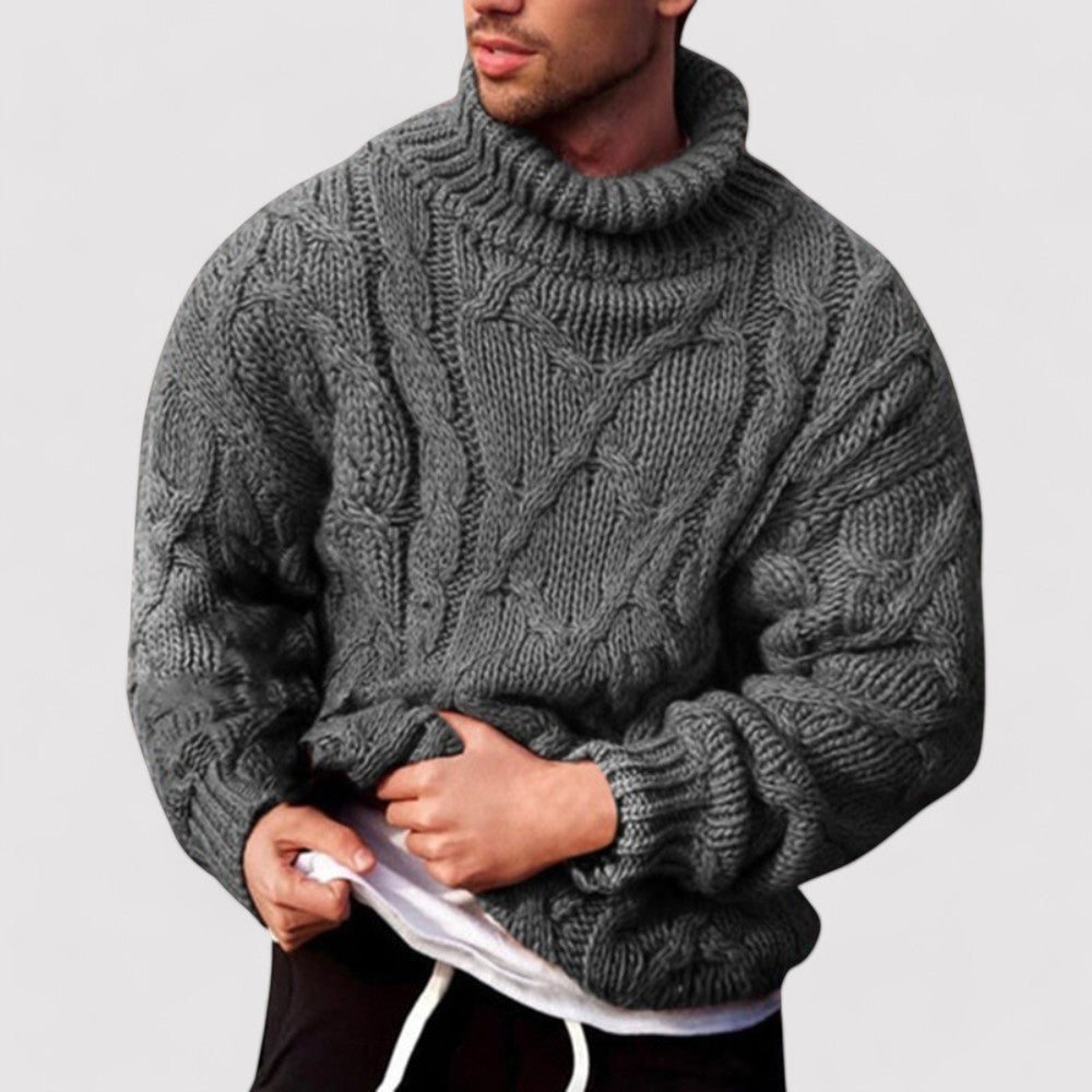 Maglione Collo Alto Intrecciato Invernale per Uomo - Eleganza e Comfort senza Tempo Stile Italiano