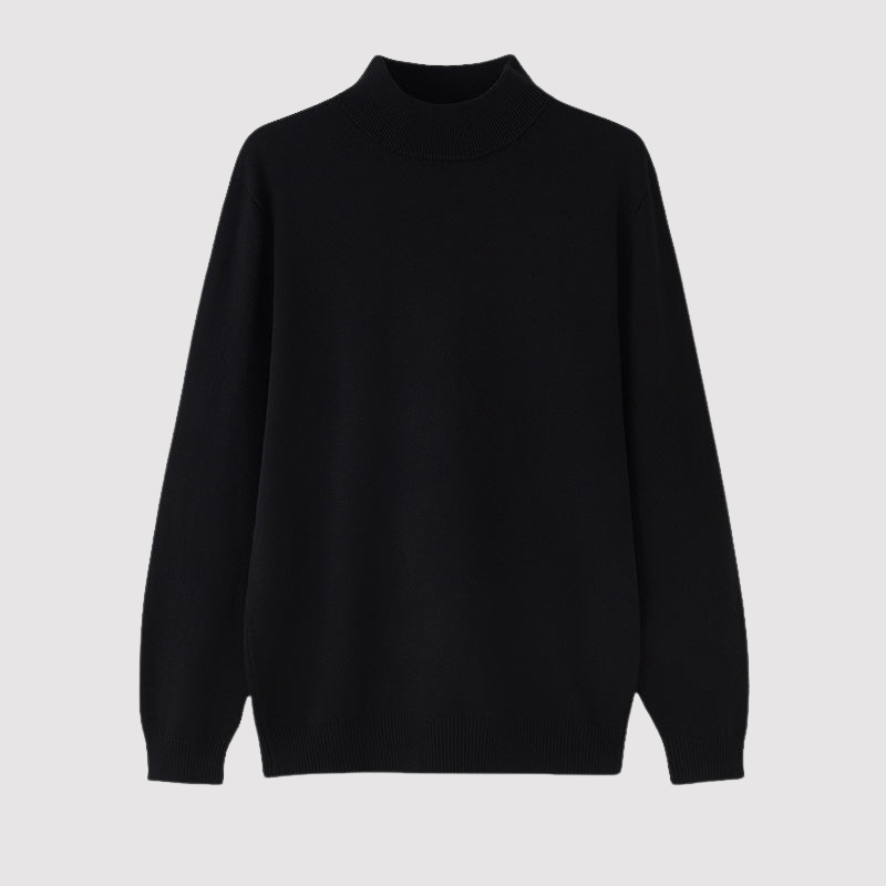 Maglione Elegante in Cotone e Poliestere con Collo Alto Stile Italiano