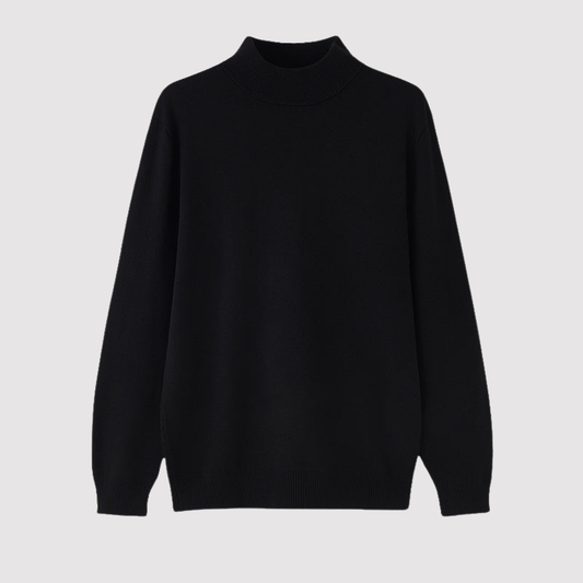 Maglione Elegante in Cotone e Poliestere con Collo Alto Stile Italiano