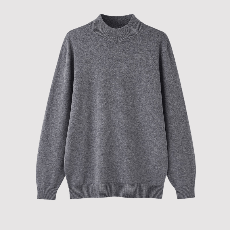 Maglione Elegante in Cotone e Poliestere con Collo Alto Stile Italiano