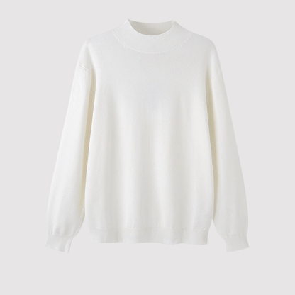 Maglione Elegante in Cotone e Poliestere con Collo Alto Stile Italiano