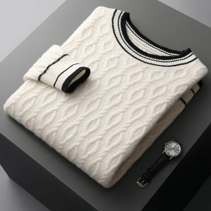 Maglione in Lana Merino Extrafine con Collo Girocollo Elegante Stile Italiano