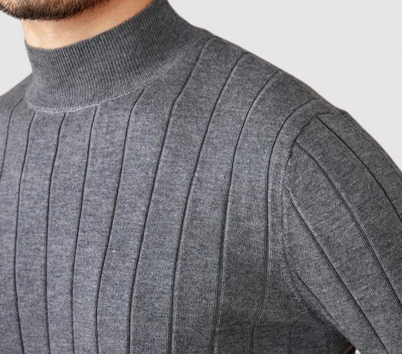 Maglione Elegante a Collo Alto per Uomo in Maglia per l'Autunno Stile Italiano
