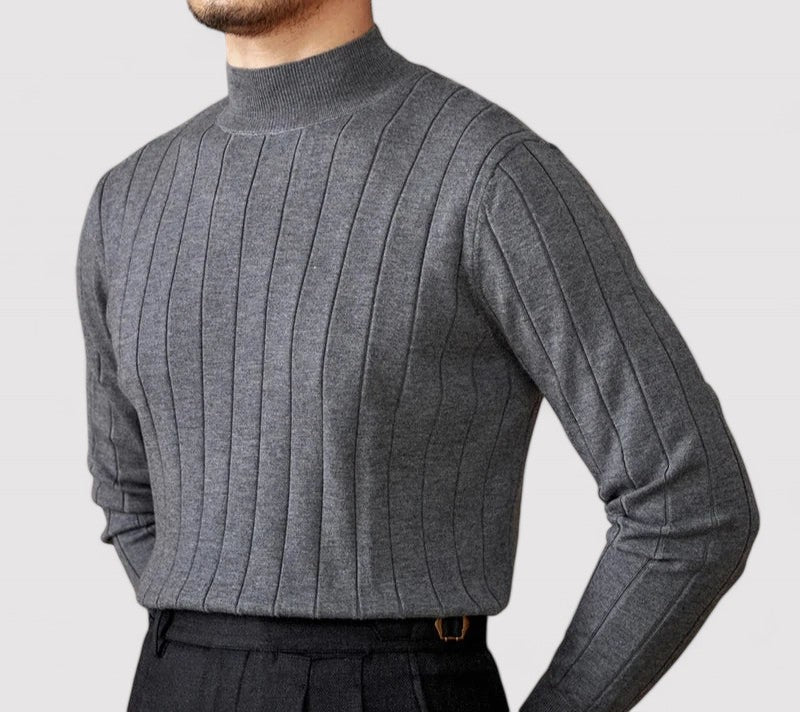 Maglione Elegante a Collo Alto per Uomo in Maglia per l'Autunno Stile Italiano