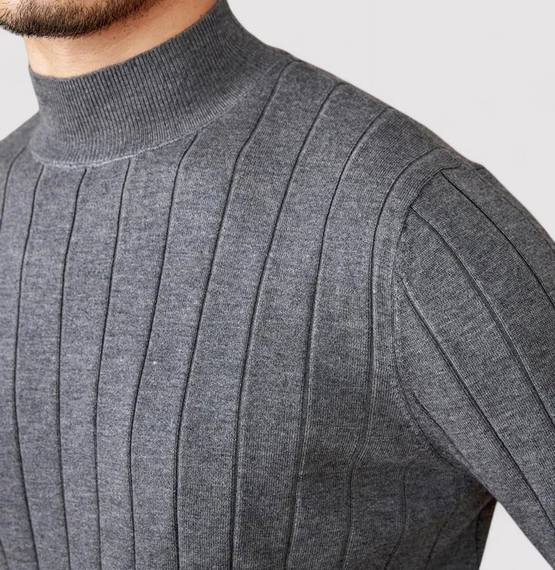 Maglione Elegante a Collo Alto per Uomo in Maglia per l'Autunno Stile Italiano