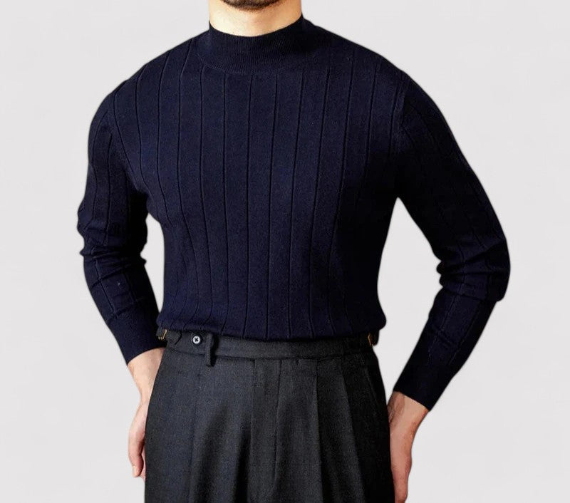 Maglione Elegante a Collo Alto per Uomo in Maglia per l'Autunno Stile Italiano