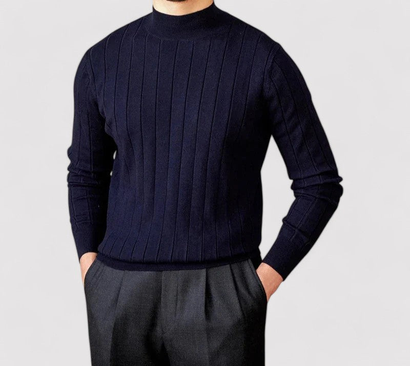 Maglione Elegante a Collo Alto per Uomo in Maglia per l'Autunno Stile Italiano