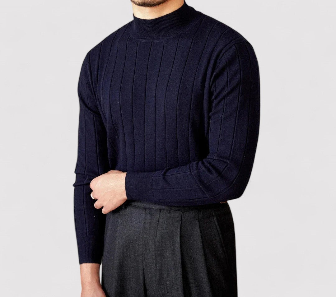 Maglione Elegante a Collo Alto per Uomo in Maglia per l'Autunno Stile Italiano