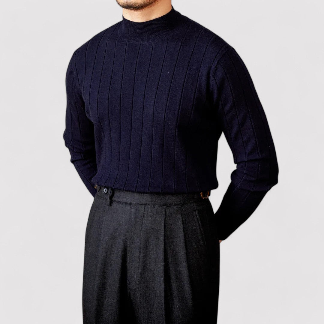 Maglione Elegante a Collo Alto per Uomo in Maglia per l'Autunno Stile Italiano