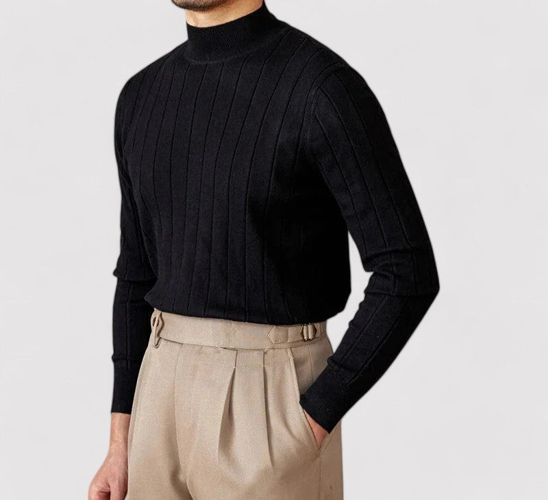 Maglione Elegante a Collo Alto per Uomo in Maglia per l'Autunno Stile Italiano