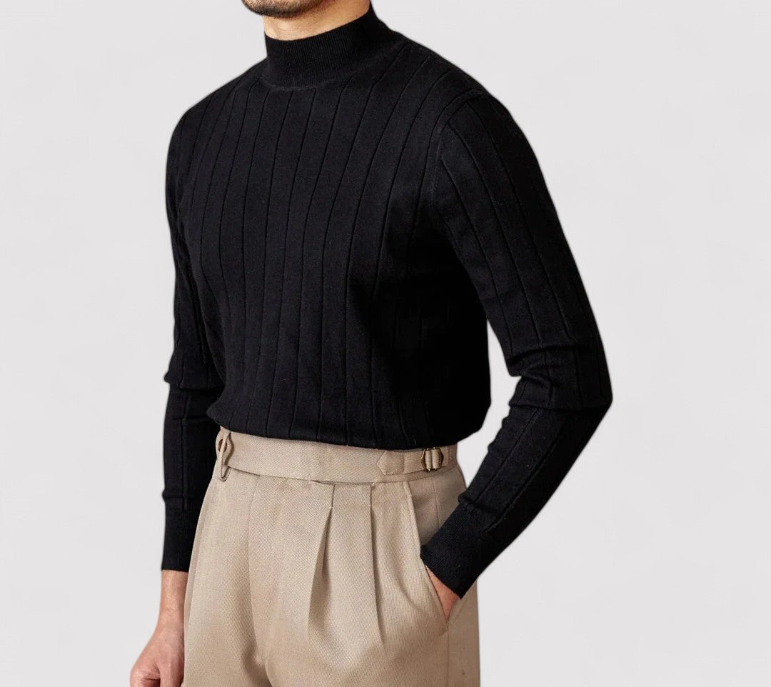 Maglione Elegante a Collo Alto per Uomo in Maglia per l'Autunno Stile Italiano