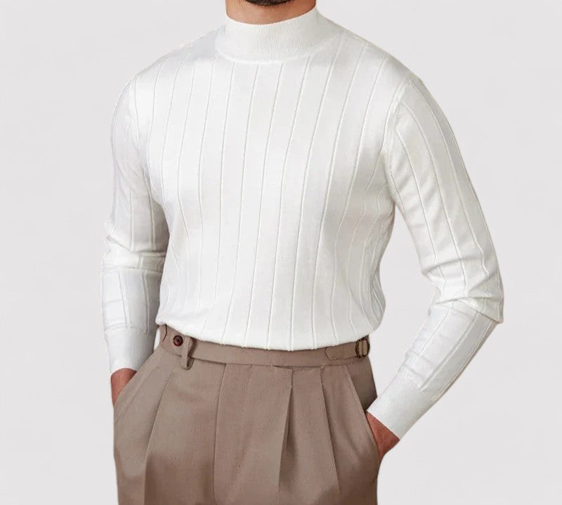 Maglione Elegante a Collo Alto per Uomo in Maglia per l'Autunno Stile Italiano