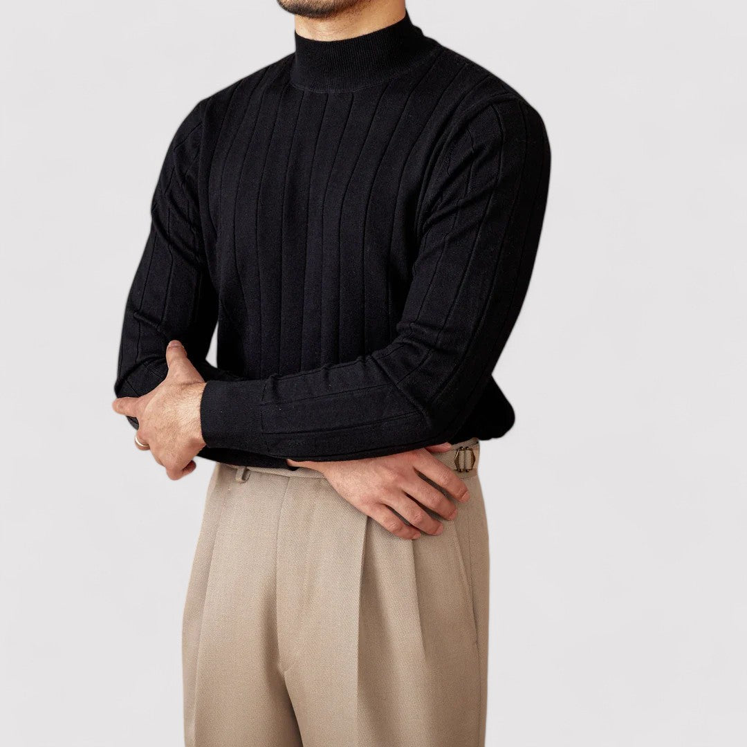 Maglione Elegante a Collo Alto per Uomo in Maglia per l'Autunno Stile Italiano