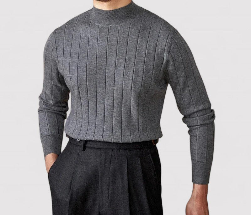 Maglione Elegante a Collo Alto per Uomo in Maglia per l'Autunno Stile Italiano