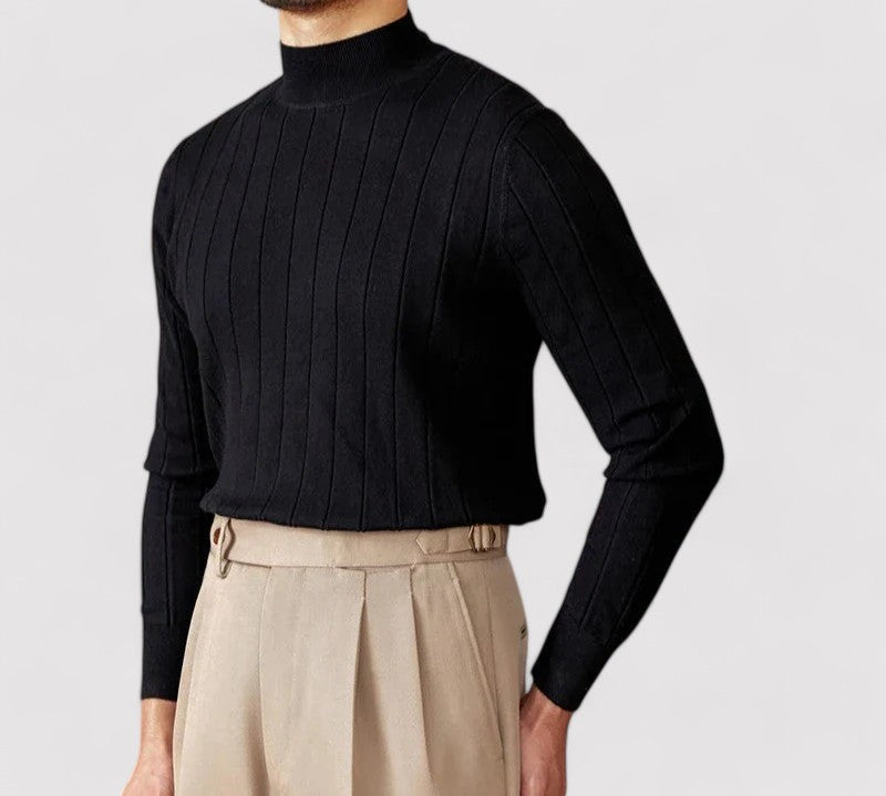 Maglione Elegante a Collo Alto per Uomo in Maglia per l'Autunno Stile Italiano