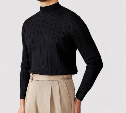 Maglione Elegante a Collo Alto per Uomo in Maglia per l'Autunno Stile Italiano