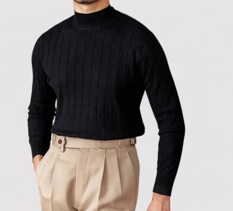 Maglione Elegante a Collo Alto per Uomo in Maglia per l'Autunno Stile Italiano