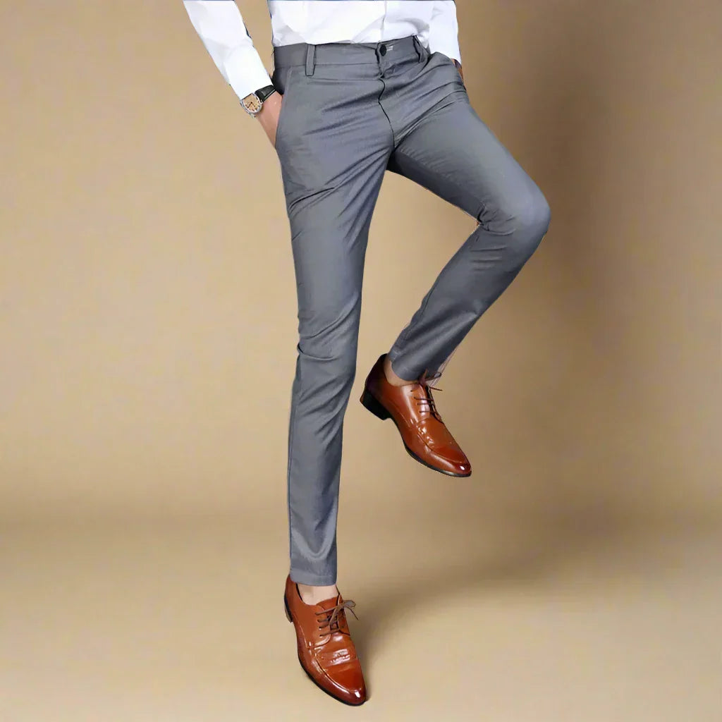 Marco - Pantaloni casual slim fit strijkvrije con elastico per uomo