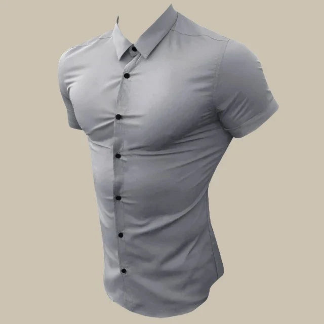 Camicia Franck - Camicia slim fit a maniche corte in tessuto elasticizzato di alta qualità per uomo