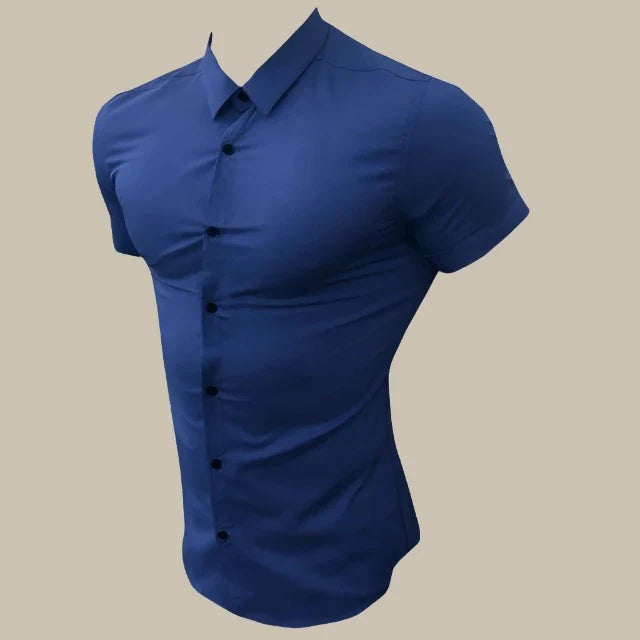 Camicia Franck - Camicia slim fit a maniche corte in tessuto elasticizzato di alta qualità per uomo