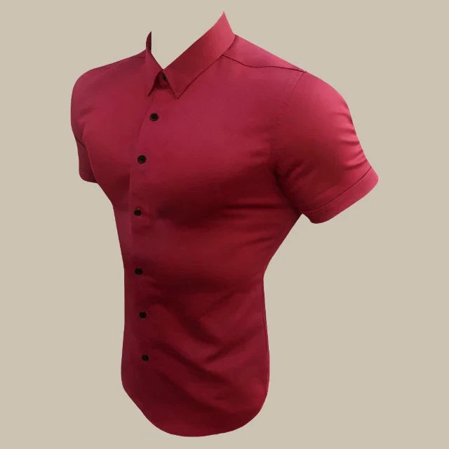 Camicia Franck - Camicia slim fit a maniche corte in tessuto elasticizzato di alta qualità per uomo