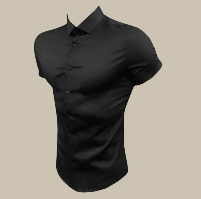 Camicia Franck - Camicia slim fit a maniche corte in tessuto elasticizzato di alta qualità per uomo