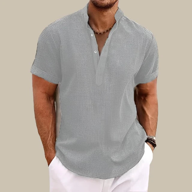 Camicia elegante da uomo con maniche corte in cotone premium