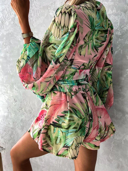 Tuta Estiva Profonda a V per Eleganza Senza Sforzo Stile Italiano