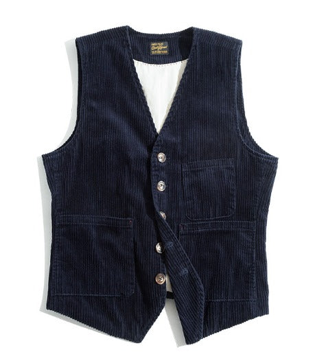 Gilet elegante in cotone indigo per uomini, disponibile in quattro colori versatili