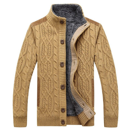 Peterson - Cardigan a Collo Alto in Maglia Intrecciata con Interno in Peluche per Uomo