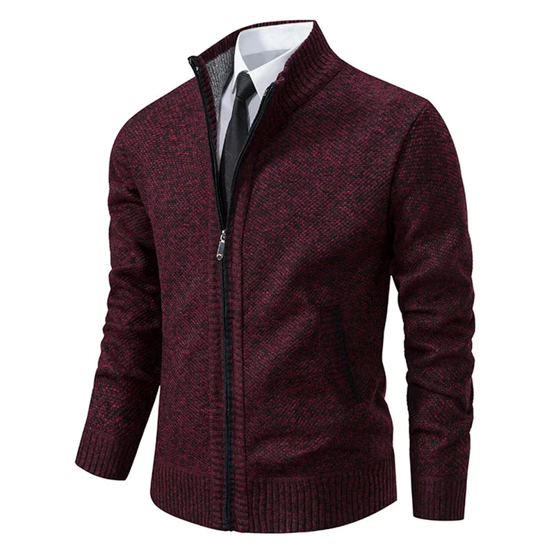 Jared - Cardigan a Collo Alto con Zip in Pile per Uomo