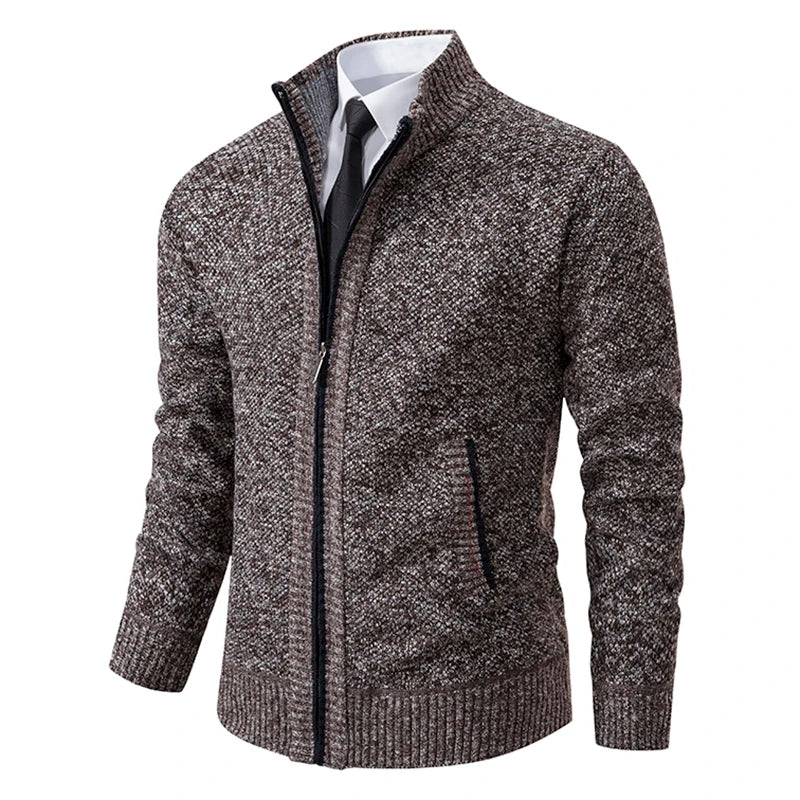 Jared - Cardigan a Collo Alto con Zip in Pile per Uomo