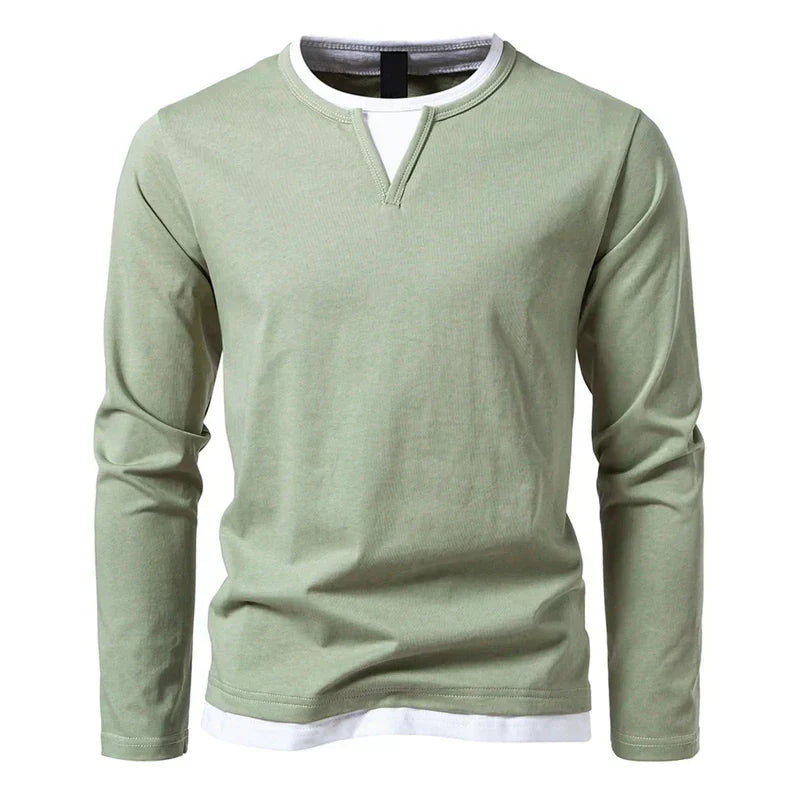 Luciano - Maglia Henley Stratificata Autunnale per Uomo