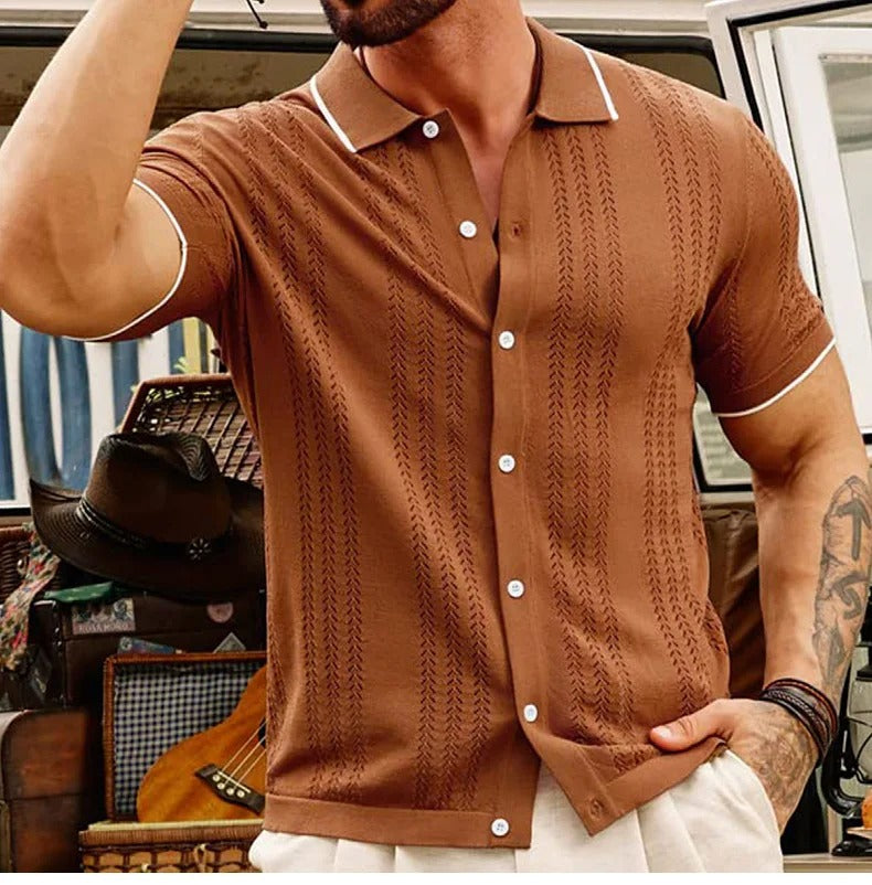 Luca - Camicia elegante in maglia a maniche corte con colletto per uomo