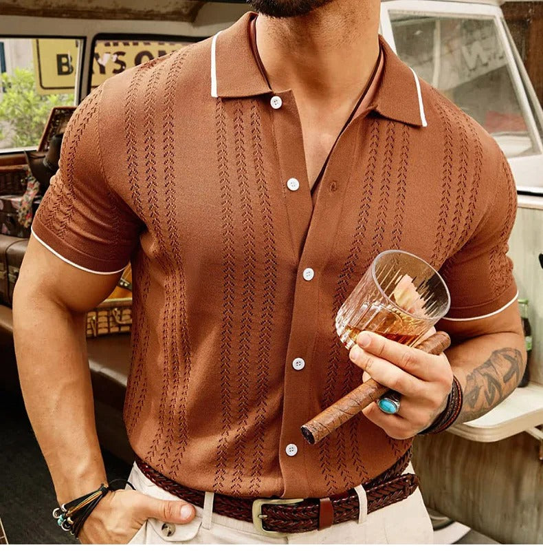 Luca - Camicia elegante in maglia a maniche corte con colletto per uomo