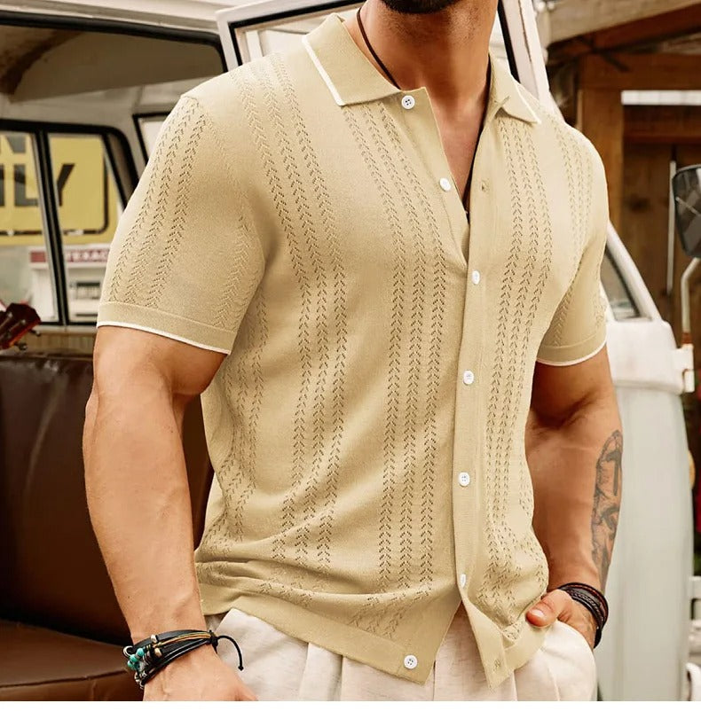 Luca - Camicia elegante in maglia a maniche corte con colletto per uomo