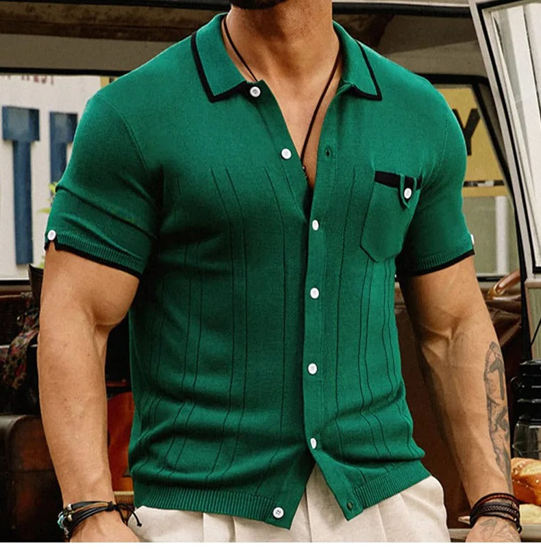 Marco - Camicia elegante a maglia con colletto e maniche corte per uomini