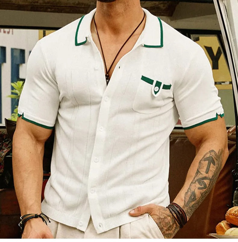 Marco - Camicia elegante a maglia con colletto e maniche corte per uomini