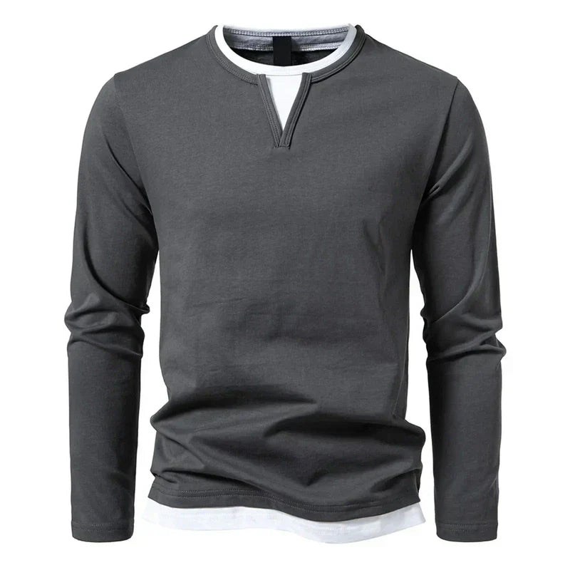 Luciano - Maglia Henley Stratificata Autunnale per Uomo